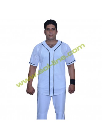 Light Weight Mesh Six Button Down Black Stripe Half Sleeve Jerseys